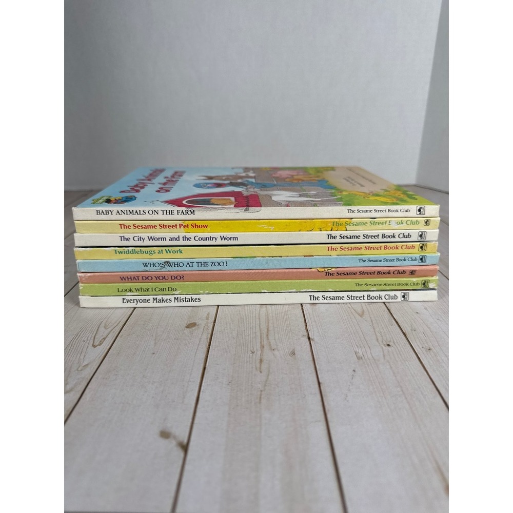 Vintage Sesame Street Book Club Lot 8 Big Bird Farm Pet Zoo‎ Learning 1980s